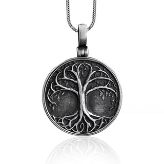 Life Tree Necklace, Men Yggdrasil Pendant, Scandinavian Yggdrasil Necklace, Viking Tree Necklace, Silver Chain Yggdrasil Pendant, Men Amulet