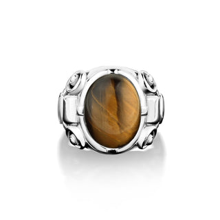 Tigers eye cyberpunk 925 silver oval ring, Handmade tigers eye gemstone ring in sterling silver, Unique mens tigers eye ring for husband