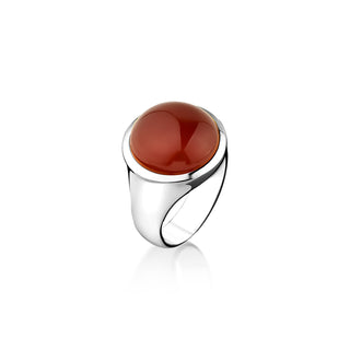 Minimalist promise ring with red agate in 925 sterling silver, Statement ring with agate for men, Unique mens fashion ring for everyday use