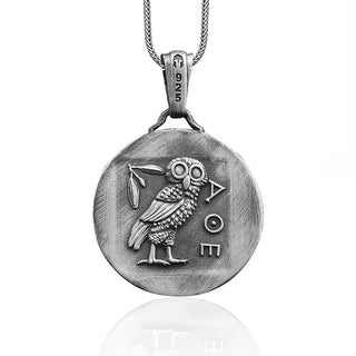 Drachma Ancient Greek Handmade Silver Necklace, Athena Drachma Silver Men Jewelry, Ancient Coin Sterling Silver Pendant, Mythology Mens Gift