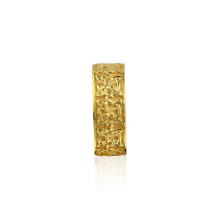 Dara Celtic Knot Men 14K Solid Gold Wedding Band, Vintage Nordic Symbol Engraved Men Gold Ring, Handmade Viking Gold Jewelry, Christmas Gift