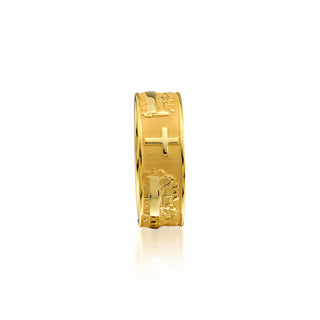 Leonardo da Vinci's The Last Supper Solid Gold Mens Band Ring,  Il Cenacolo or L'Ultima Cena Gold Ring, Christian Cross Gold Men Ring