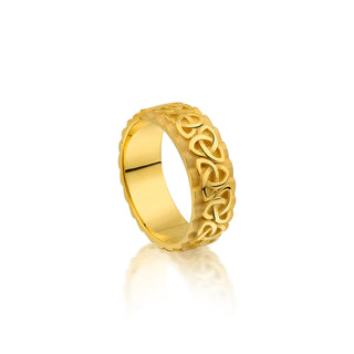 Handmade 14K Gold Steps of The Celtics Mens Wedding Band, Viking Trinity Custom Engraved Ring, Gold Love Knot Mythology Ring, Christmas Gift