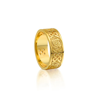 Handmade 18K Solid Gold Dragon Circle Mens Ring, Viking Knot Dragon Inspired Wedding Band Ring, Christmas Gift, Handmade Nordic Gold Jewelry