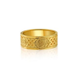 Handmade 18K Solid Gold Dragon Circle Mens Ring, Viking Knot Dragon Inspired Wedding Band Ring, Christmas Gift, Handmade Nordic Gold Jewelry