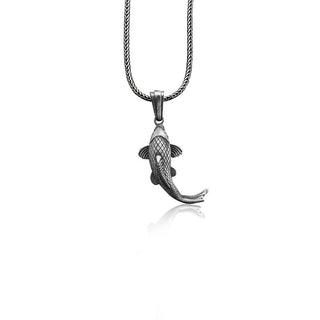 Handmade Koi Fish Silver Necklace, 3D Koi Carp Silver Charm Necklace, Sea Animal Pendant, Tiny Charm Necklace, Japanese Koi Carp Silver Gift