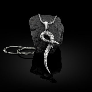 Sterling Silver Handmade Snake Necklace, 3D Snake Silver Men Jewelry, 3D Snake Sterling Silver Pendant, 3D Reptile Silver Gift, Men Gift