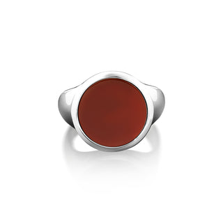 Sterling silver flat top mens red agate handmade ring, Statement ring with flat red agate gemstone, Carnelian promise ring in silver for men