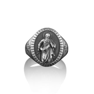 Handmade Saint Paul Silver Signet Rings For Men, Christian Rinfs in Sterling Silver, Family Ring, Christian Men Gift, Gift For Men, Man Ring