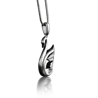 Swan pendant necklace for mama, Aesthetic bird necklace for daughter, 925 silver animal necklace for wife, Crane pendant