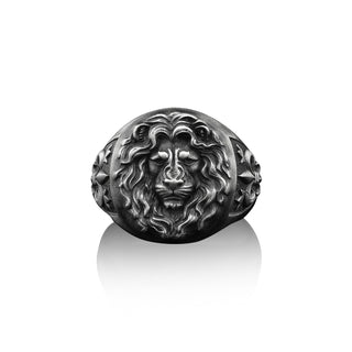 Zodiac Zodiac Leo Signet Ring For Men in Sterling Silver, 3D Lion Head Ring, Animal Ring, Leo Zodiac Ring, Zodiac Animal Silver Men Jewelry