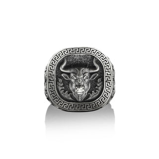 Taurus Bull 925 Silver Animal Ring, Sterling Silver Signet Ring, Zodiac Ring, Horoscope Jewelry, Family Ring, Minimalist Ring, Memorial Gift