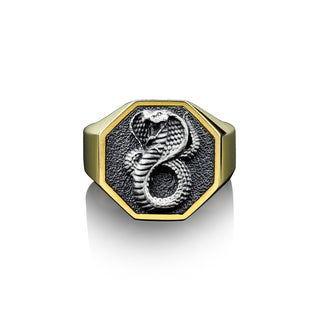 925 Silver Snake Man Ring, Handmade Wild Cobra Men Ring, Gold Plated Boho Signet Men Ring, Sterling Silver Wedding Men Jewelry, Ring For Men