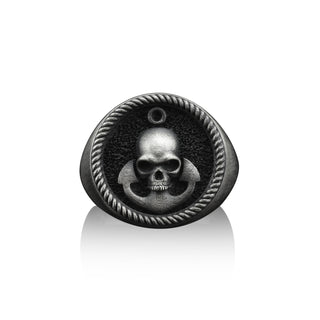 Skull Handmade Sterling Silver Men Signet Ring, Skull Gothic Signet Ring, Skull Punk Signet Ring, Skull Silver Men Jewelry, Ring For Men's