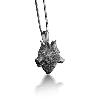 Opposite Emotions of Wolf Necklace in Silver, Twin Wolf Head Necklace For Son, Unusual Animal Necklace For Nordic, Artistic Necklace For Men
