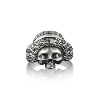 Aphrodite Extraordinary Gothic Ring, Greek Mythology Skull Ring in Sterling Silver, Roman Mythology Goddess Venus Ring For Men, Male Ring