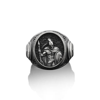 Silver Spartan Mens Ring, Spartan Shield Silver Man Ring, Greek Spartan Men Ring, Leonidas Silver Rings, Warrior Men Ring, Husband Gift Ring