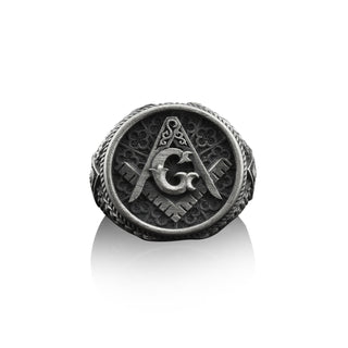 Master Mason Handmade Sterling Silver Men Signet Ring, Freemason Symbol Signet Ring, Masonic Symbol Silver Men Jewelry, Ring for men
