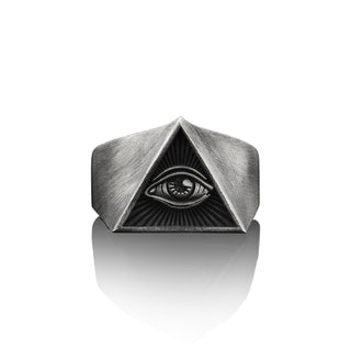 Eye of Providence Handmade Sterling Silver Men Ring, Illimunati Symbol Silver Men Ring, Eye of Providence Jewelry, Unique Ring, Ring For Men