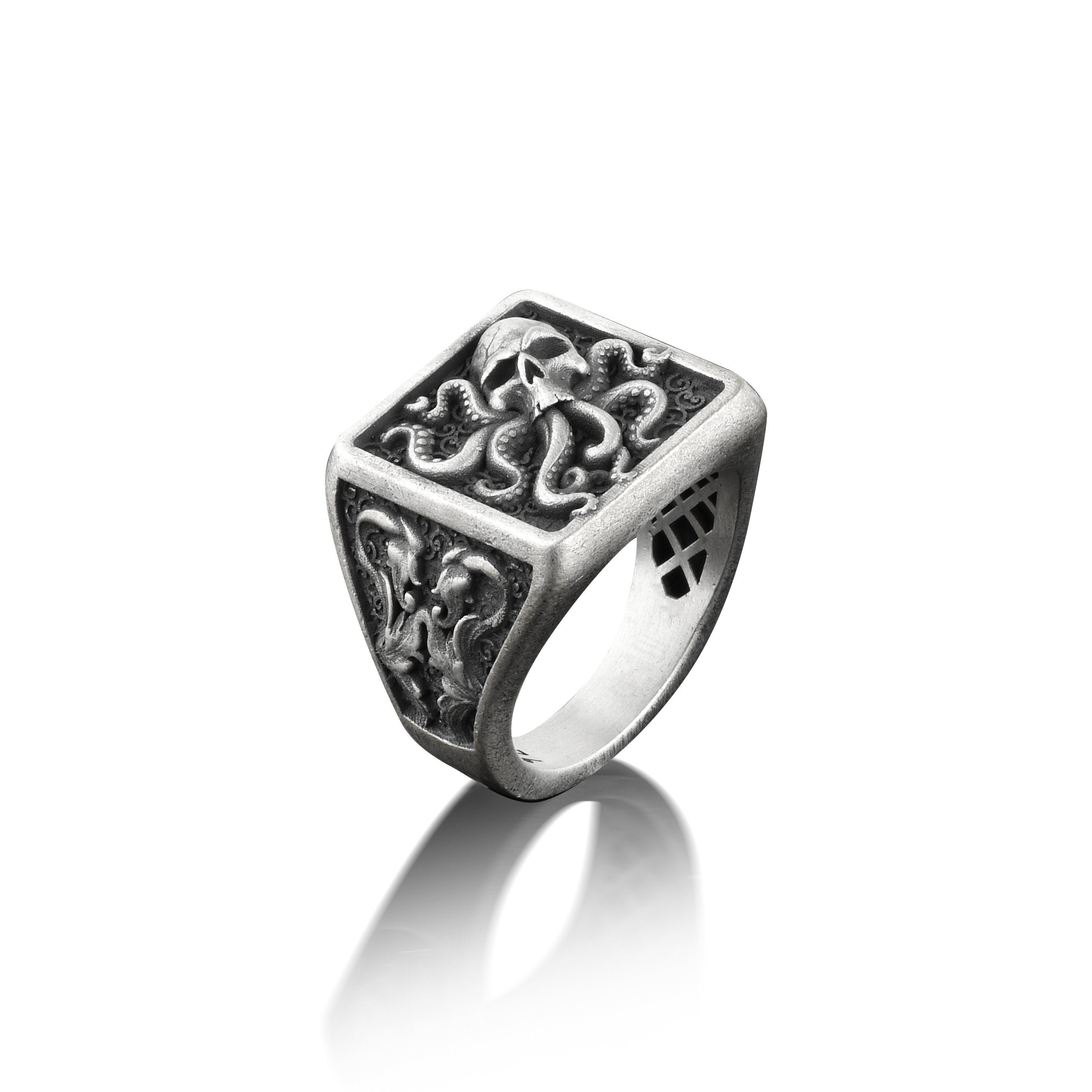 Octopus Signet ring Sterling silver deals 925