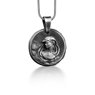 Virgo Zodiac Coin Necklace in Silver, Astrology Necklace For Girlfriend, Zodiac Sign Necklace For Mama, Horoscope Necklace For Birthday Gift