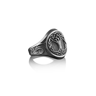 Handmade Family Tree Sterling Silver Ring, Viking Yggdrasill Boho Men Ring, Tree Life Signet 925 Silver Men Ring, Scandinavian Men Jewelry