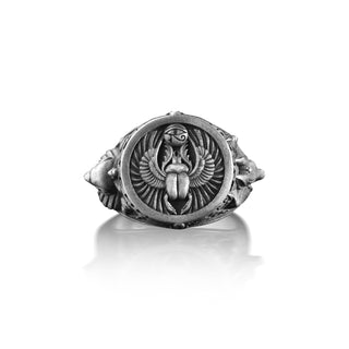 Anubis Silver Mens Ring, Egyptian God Ring, Handmade Sterling Silver Ring, Ancient Egypt Signet Ring, Mythology Silver Gifts, Ring for Men