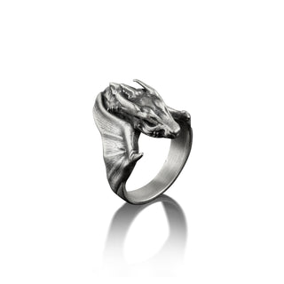 Unusual Dragon Ring in Sterling Silver, Male Fantasy Ring For Best Friend, Mythology Ring in Gothic Style, Targaryen Ring For Boyfriend