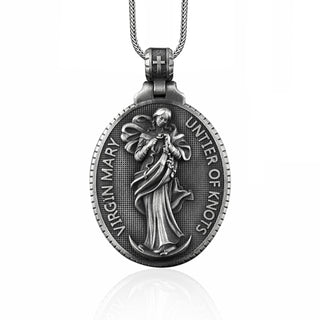 Holy mother pendant necklace for men in silver, Virgin mary necklace religious necklace for catholic, Christian necklace