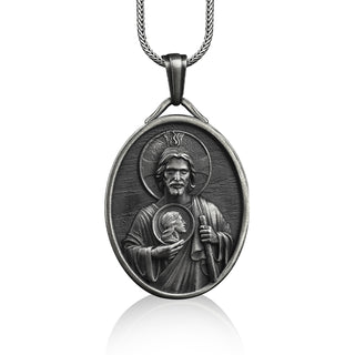 Saint Jude Medal, St. Jude Thaddaeus, Image of Edessa, Customizable Necklace, Catholic Medal Necklace, Catholic Pendant Necklace,