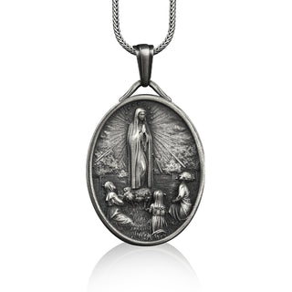 Our Lady of Fatima Pendant, Customizable Necklace, Christian Wedding Gift, Necklace Silver Christian Men, Christian Necklaces for Women
