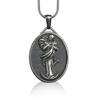 Virgin mary untier of knots faith necklace for mom, Mother mary undoer of knots pendant with custom name, Religious gift