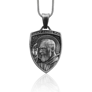 Saint Padre Pio of Pietrelcina Sterling Silver Charm Necklace, Saint Padre Pio Jewelry, St Padre Pio Pendant, Christian Catholic Necklace