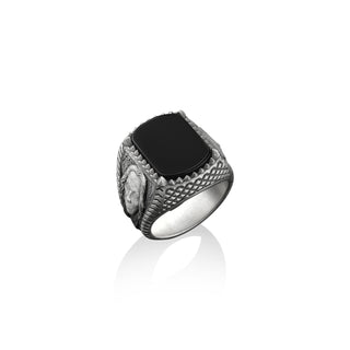 American indian signet black onyx gemstone silver ring for men, Native americans jewelry, Sterling silver cushion rings for men, Man jewelry