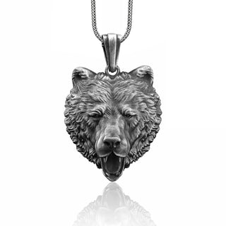Norse Bear Necklace for Men in Sterling Silver, Scandinavian Silver Jewelry, Bear Charm Gift, Viking Bear Pendant, Jewelry For Men, Dad Gift