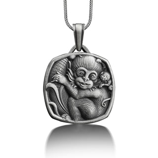Mother Monkey and Her Baby Necklace, 925 Silver Personalized Necklace, Animal Necklace, Mama Necklace, Customizable Necklace, Family Gift