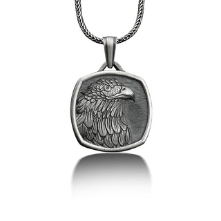 Bald Eagle Personalized Necklace, 925 Sterling Silver Engraved Necklace, Animal Necklace, American Eagle Customizable Necklace, Gift For Him