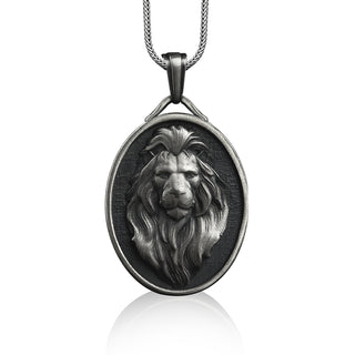 Lion king personalized silver pendant for best friend, Male lion necklace for birthday gift, Leo zodiac sign necklace