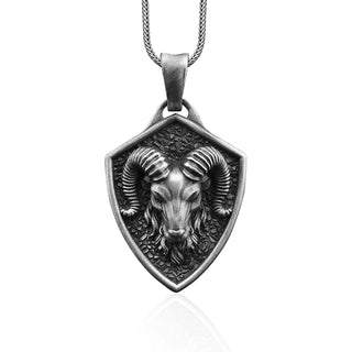 Ram Handmade Sterling Silver Men Charm Necklace, Aries Zodiac Sign Men Jewelry, Aries Ram Men Pendant, Horoscope Necklace, Animal Necklace