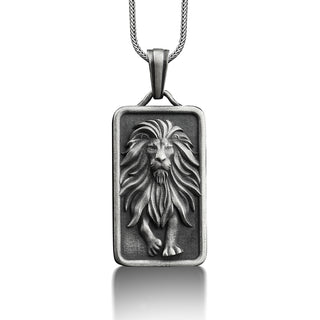 Lion pendant necklace for men in sterling silver, Personalized animal necklace, Leo zodiac sign necklace for husband