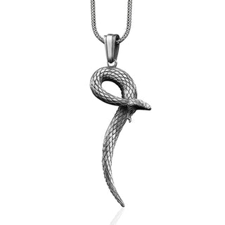 Sterling Silver Handmade Snake Necklace, 3D Snake Silver Men Jewelry, 3D Snake Sterling Silver Pendant, 3D Reptile Silver Gift, Men Gift