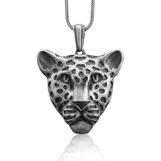 Jaguar mens silver pendant for husband, Leopard necklace for men, Wild cat necklace for animal lover, Cool necklace