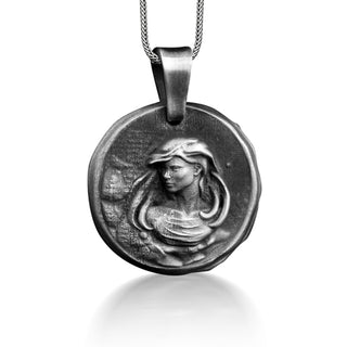 Virgo Zodiac Coin Necklace in Silver, Astrology Necklace For Girlfriend, Zodiac Sign Necklace For Mama, Horoscope Necklace For Birthday Gift