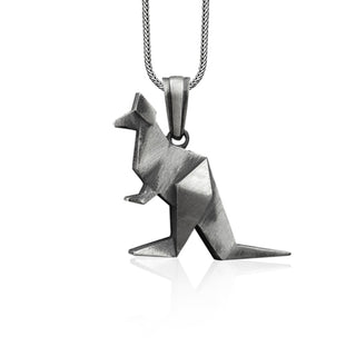 Kangaroo 925 Silver Animal Necklace, Sterling Silver Origami Necklace, Geometric Necklace, Nature Jewelry, Dainty Necklace, Memorial Gift