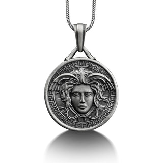 Medusa 925 Silver Engraved Necklace, Greek Mythology Jewelry, Customizable Necklace, Personalized Necklace, Dainty Necklace, Memorial Gift