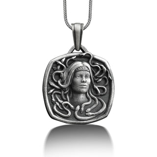 Gorgon Medusa Customizable Necklace, 925 Sterling Silver Greek Mythology Jewelry, Personalized Necklace, Gothic Necklace, Memorial Gift