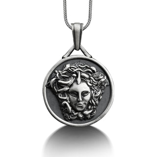 Gorgon Medusa Silver Necklace, Ancient Greece Jewelry, Greek Mythology Necklace, Customizable Necklace, Personalized Necklace, Memorial Gift