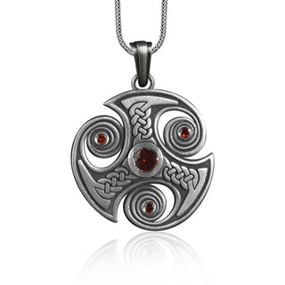 Triskelion Trefot Celtic Totem Neckalce for Men, 925 Starling Silver Pendant, Oxidized Charm Pendant for Her, Elegant Medallion, Celtic Gift