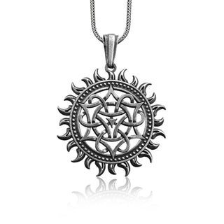 Handmade Pagan Nordic Sun Silver Pendant, Svarog God Sun, Alatyr Slavic Pagan Necklace, Nordic Sun Symbol Necklace, Eternity Connector Gift