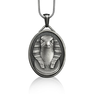 Horus egyptian god pendant necklace in silver, Personalized ancient egypt mythology necklace for husband, Gift for dad